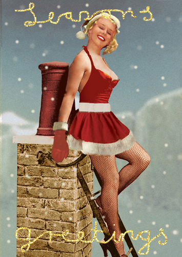 Chimney Girl Pack of 5 Christmas Greeting Cards by Max Hernn - Click Image to Close